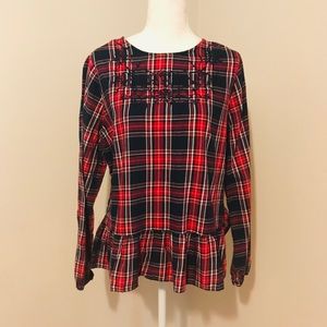Beach Lunch Lounge Plaid Peplum Top